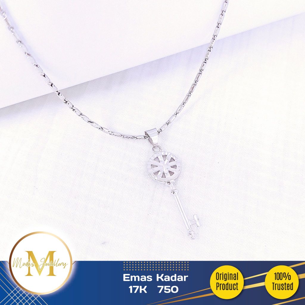 MODIS JEWELLERY - Liontin Kunci Ukir Putih - Emas 17k  750