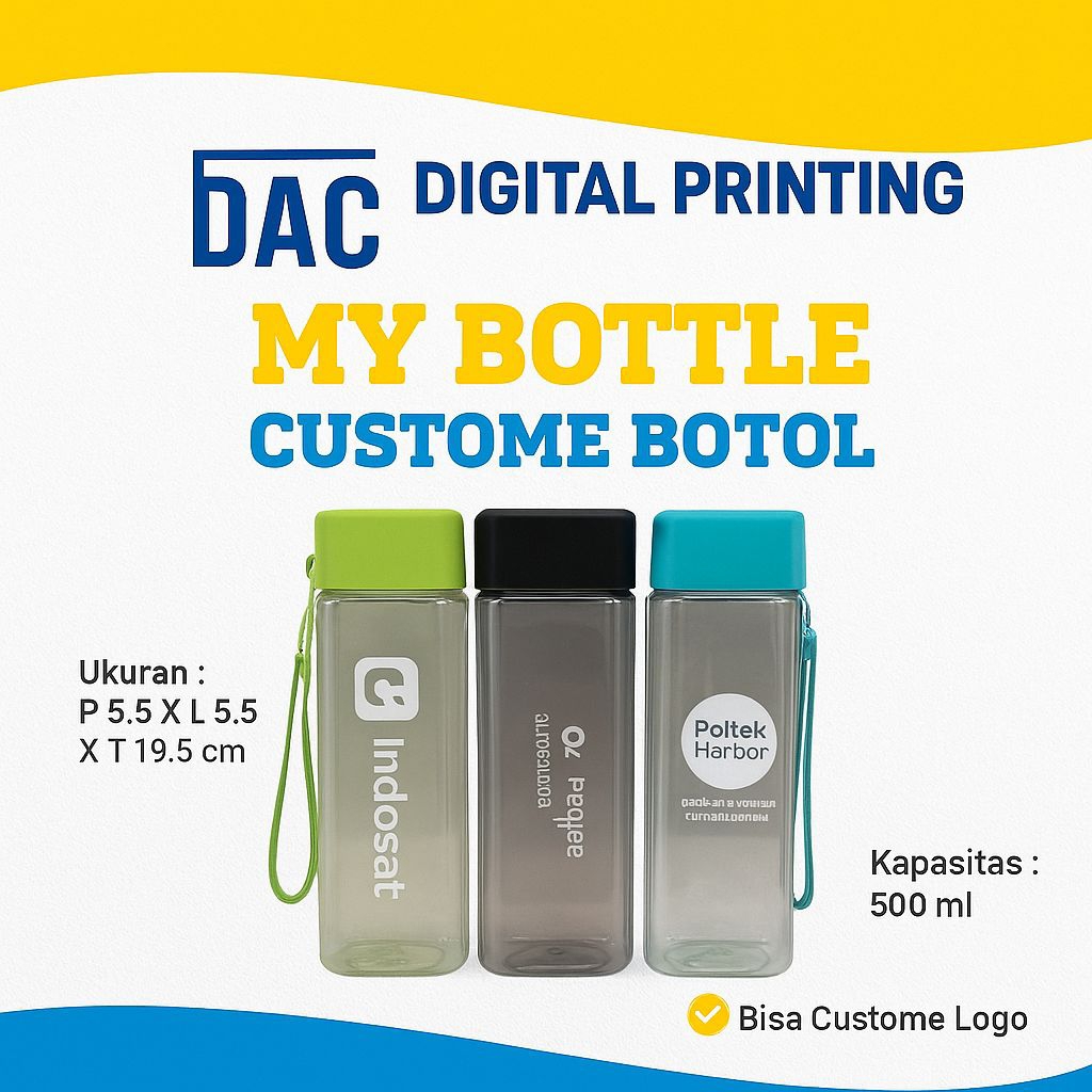 Custom Sablon Botol Minum My Bottle - Custom Free Sablon - Souvenir Botol Minum