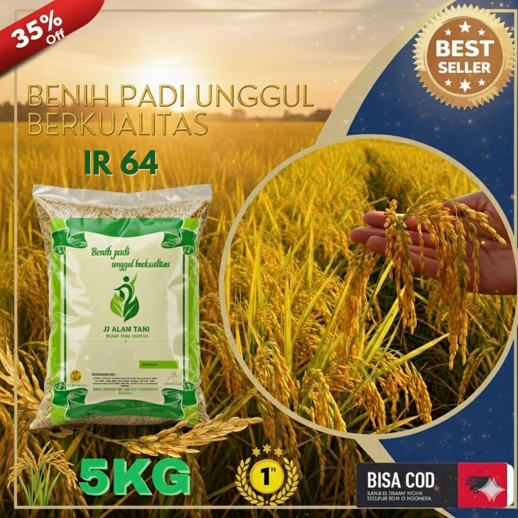 BENIH PADI UNGGUL BERKUALITAS BIBIT PADI IR 64 KEMASAN 5KG