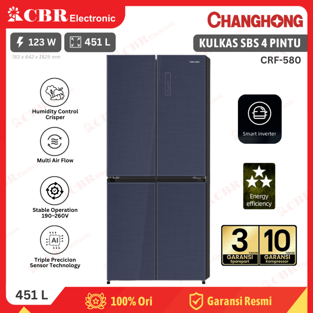Kulkas Changhong Side By Side 2 Pintu 451 L/ CRF-580