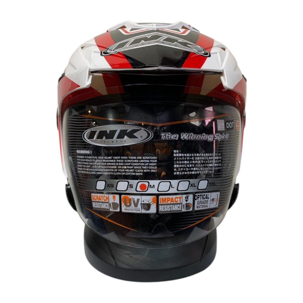 HELM INK T1 #3 WHITE/REDFLOU (DOUBLE VISOR) ORIGINAL