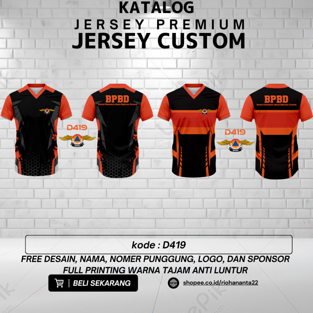 Kaos Jersey BPBD / JERSEY PREMIUM FREE CUSTOM