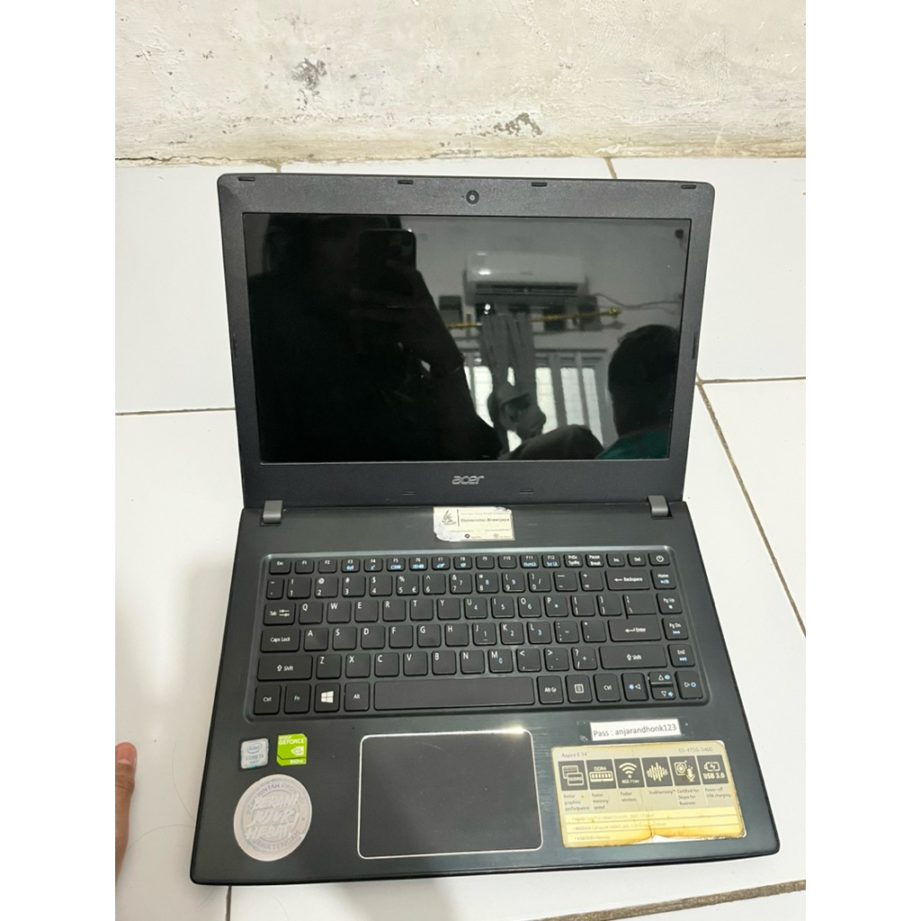 laptop acer e5-475G 3400 intel core i3 gen6 nvidia geforce 940mx 4gb ram 500gb hdd