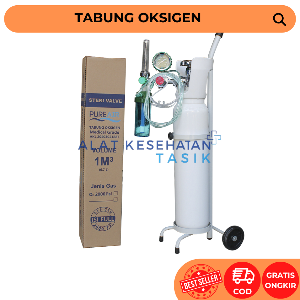 Paket Lengkap Tabung Oksigen IM3 / Regulator / Trolly