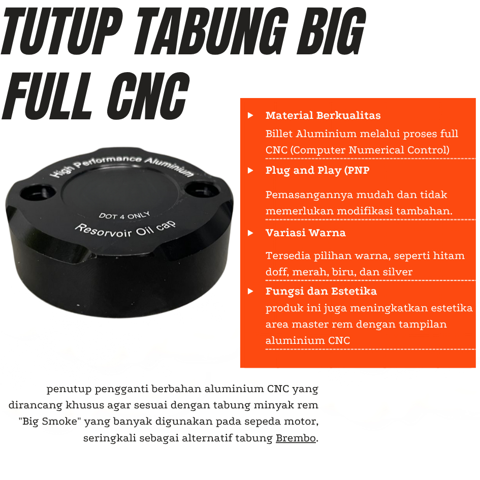TUTUP TABUNG MINYAK REM BIG RESEVIOR OIL CNC TUTUP TABUNG MINYAK REM BIG TUTUP TABUNG BIG BREMBO