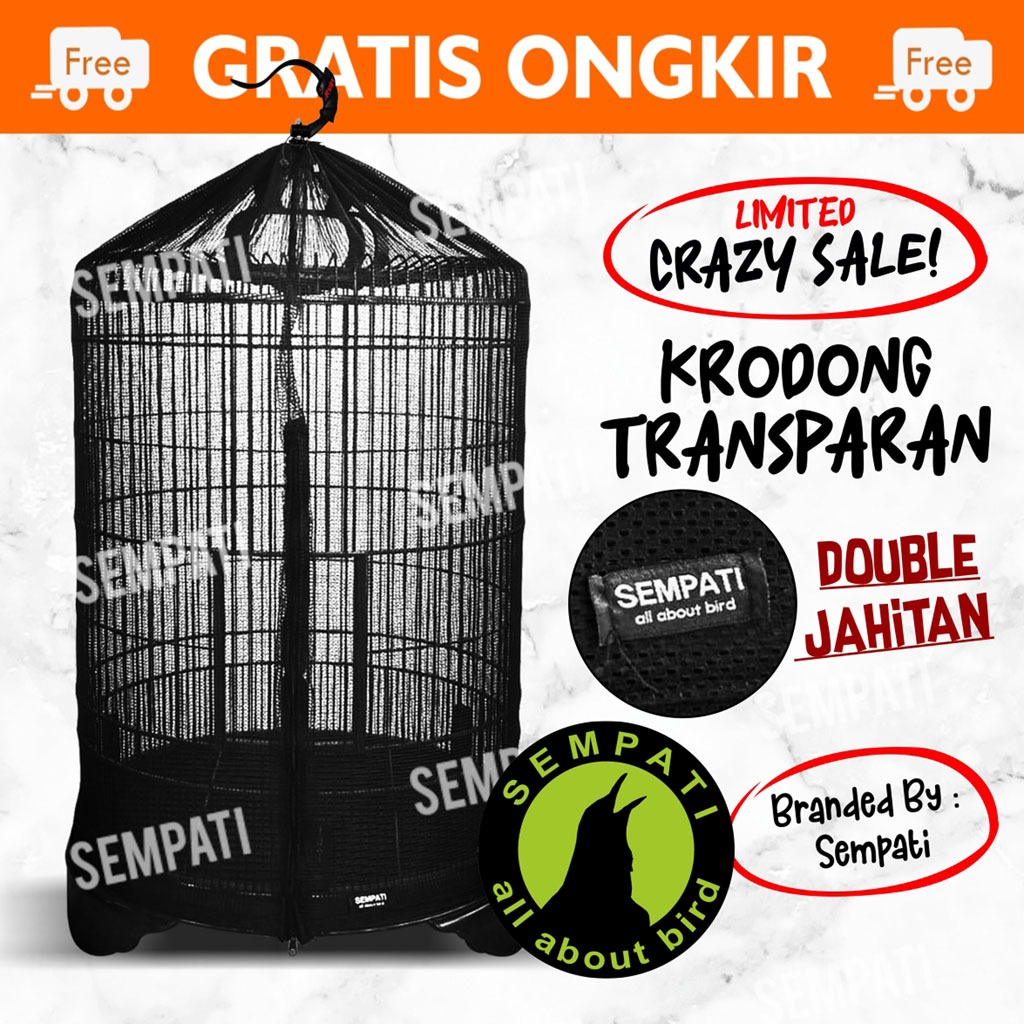 SEMPATI Kerodong Transparan Eco No 1 Krodong Sangkar Kandang Burung Murai Batu Kain Penutup Cover Sa