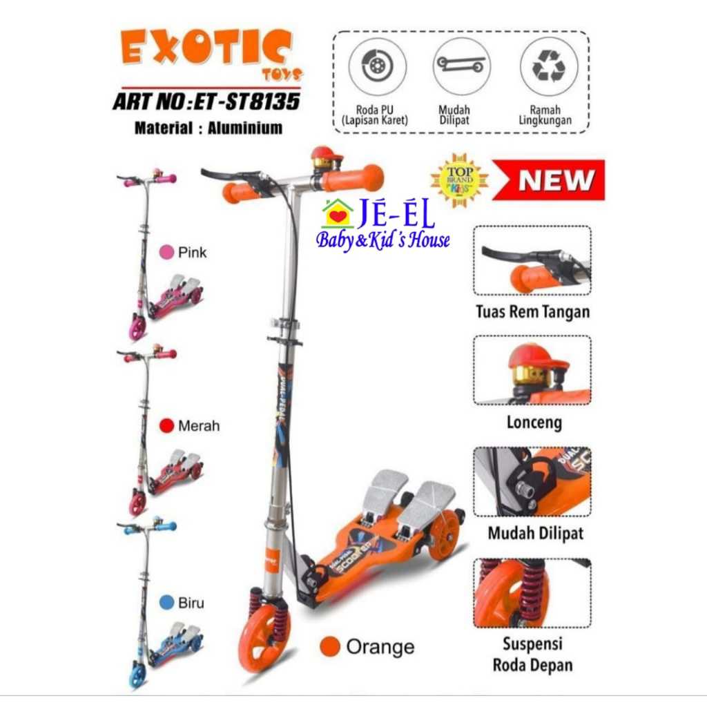 Exotic Scooter Anak Otoped Exotic 8135 Dual Pedal Injak / Mainan Scooter Otoped Anak