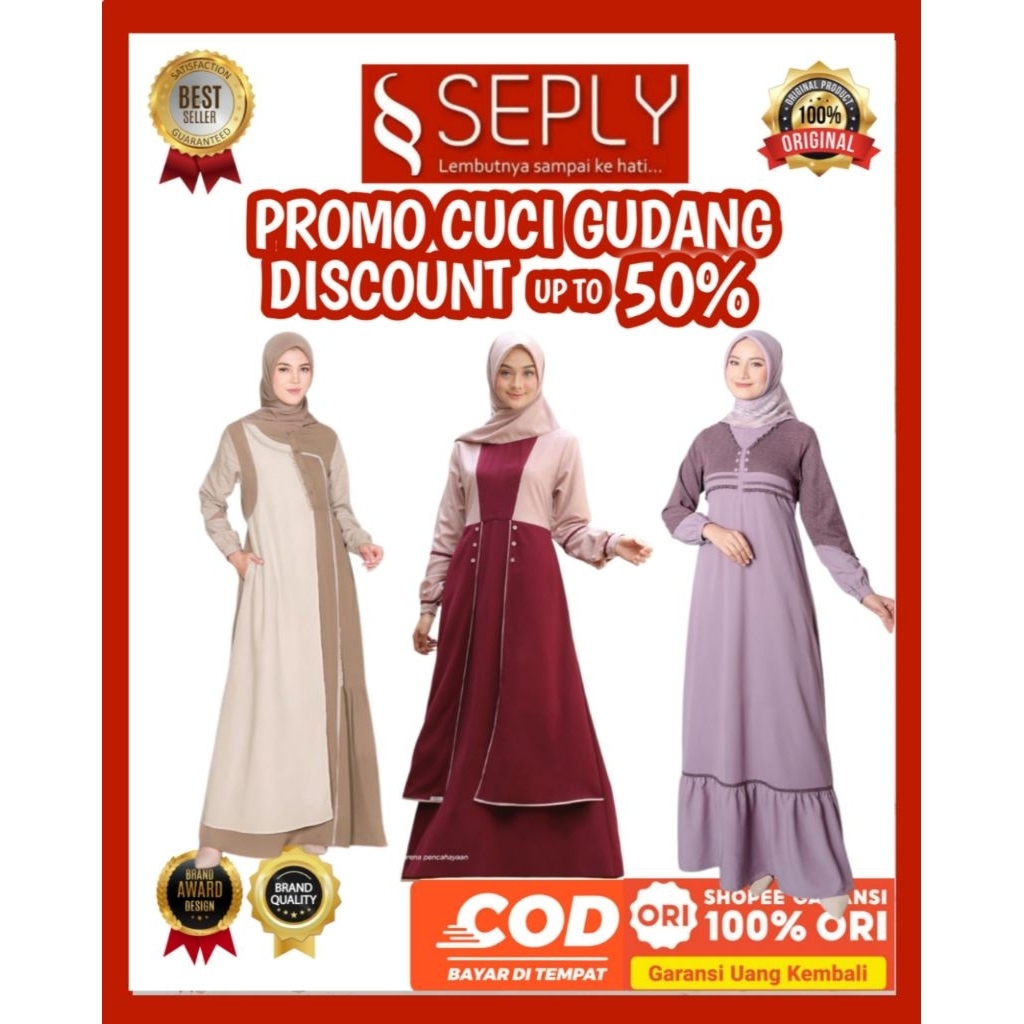 SEPLY Promo Special Price Habisin Stock - Gamis Seply Cuci Gudang - Gamis Seply Diskon 50% - Baju Ga
