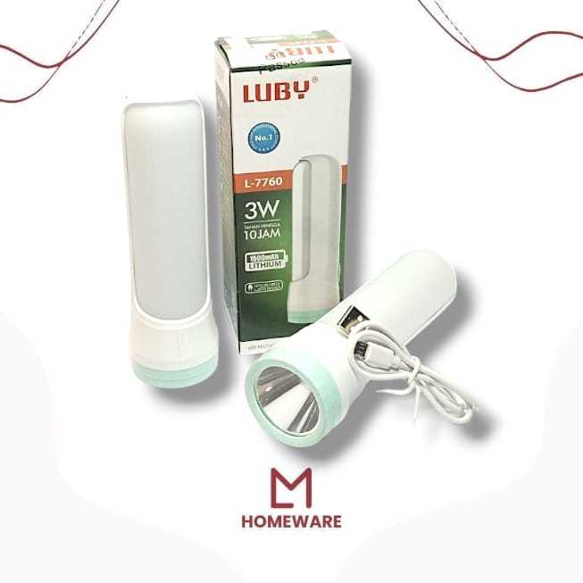 Lampu Senter Emergency Luby L-7760 3 Watt Lampu Senter Darurat Tahan 10 Jam