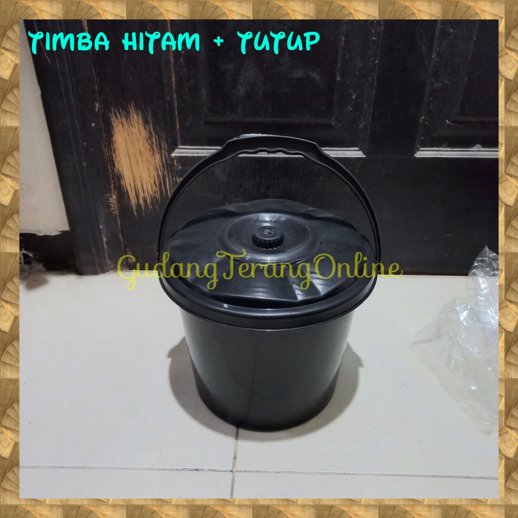 1PCS Timba hitam + tutup timbo hajatan berkatan syukuran ember gagang plastik serbaguna