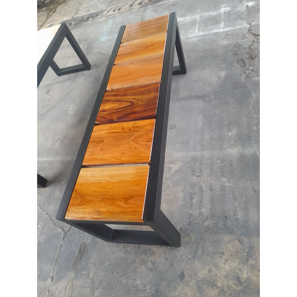 Kursi besi panjang kombinasi kayu | kursi teras besi kayu | kursi taman | kursi minimalis | bangku b