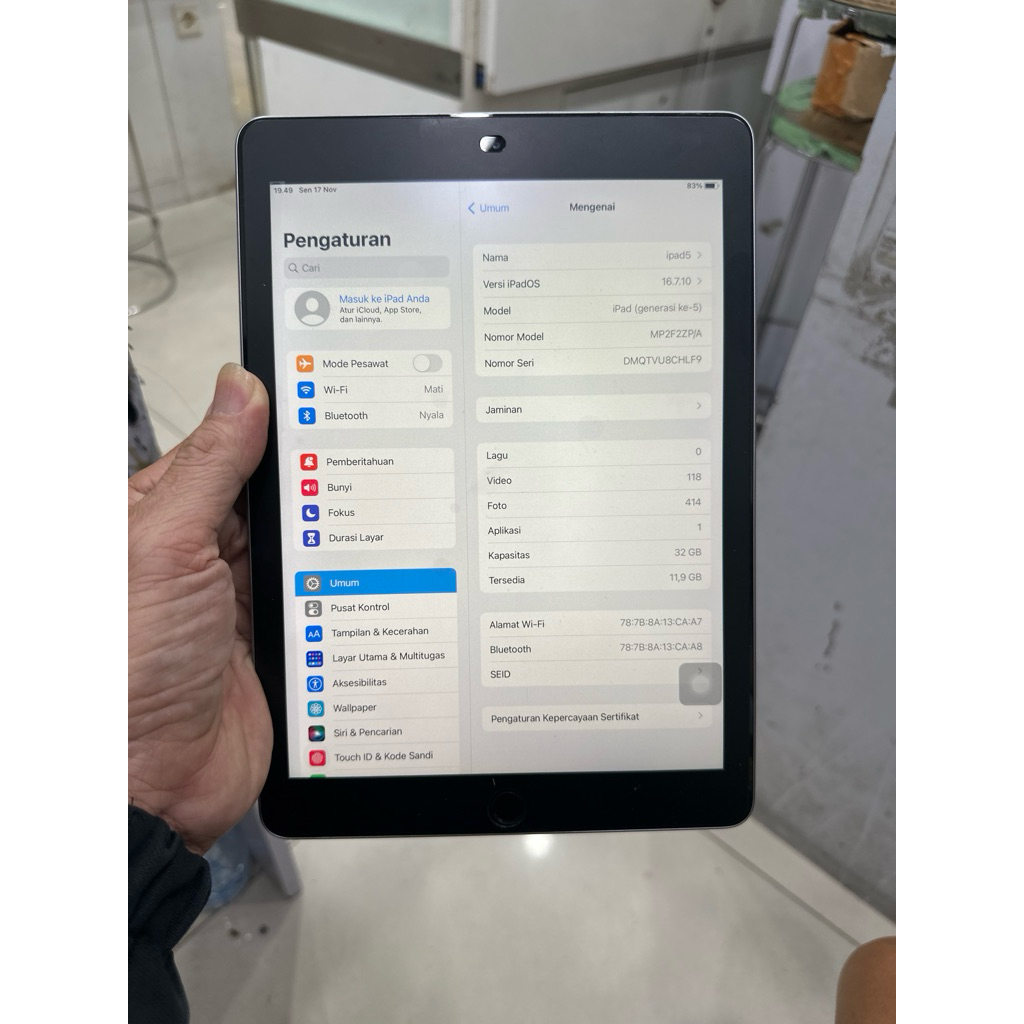 ipad gen 5 32gb wifi only bekas bypass