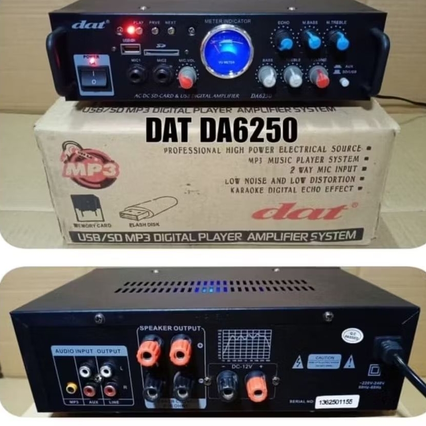 AMPLIFIER KARAOKE DAT DA-6250 AC DC SD CARD & USB DIGITAL AMPLIFIER