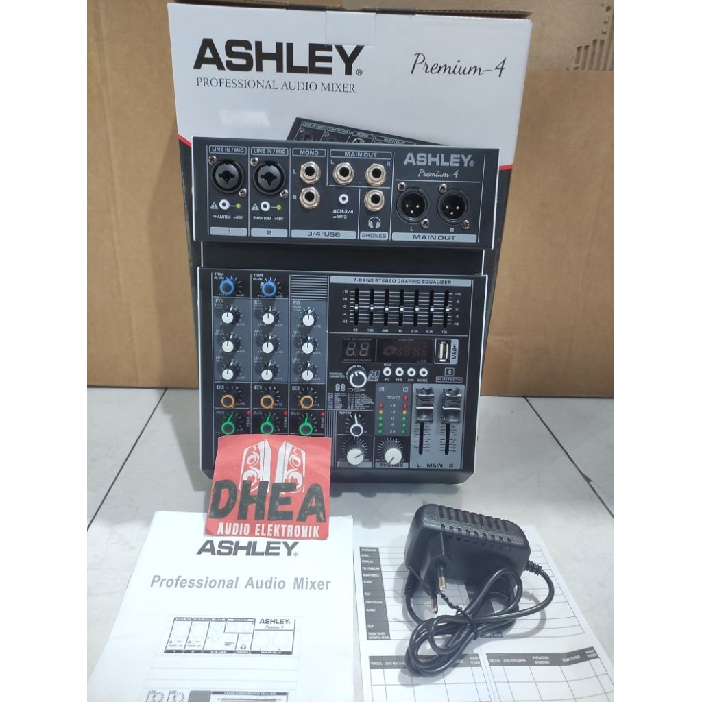Mixer Audio ASHLEY PREMIUM-4 4channel original 2 mono 2 stereo ASHLEY PREMIUM 4 garansi resmi