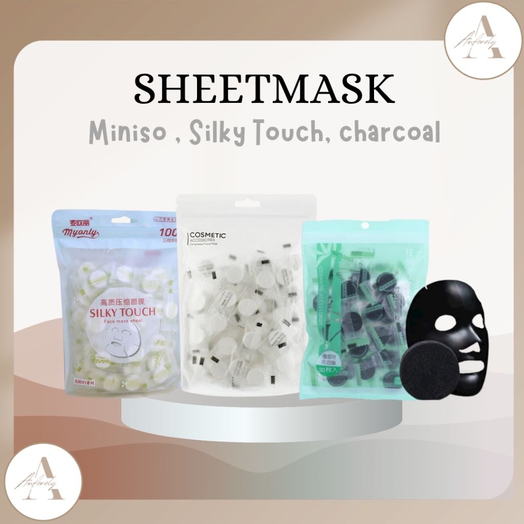 ECER MINISO DIY SILKY TOUCH CHARCOAL COMPRESSED MASK - Sheet Mask Masker Wajah Ecer Tissue Masker