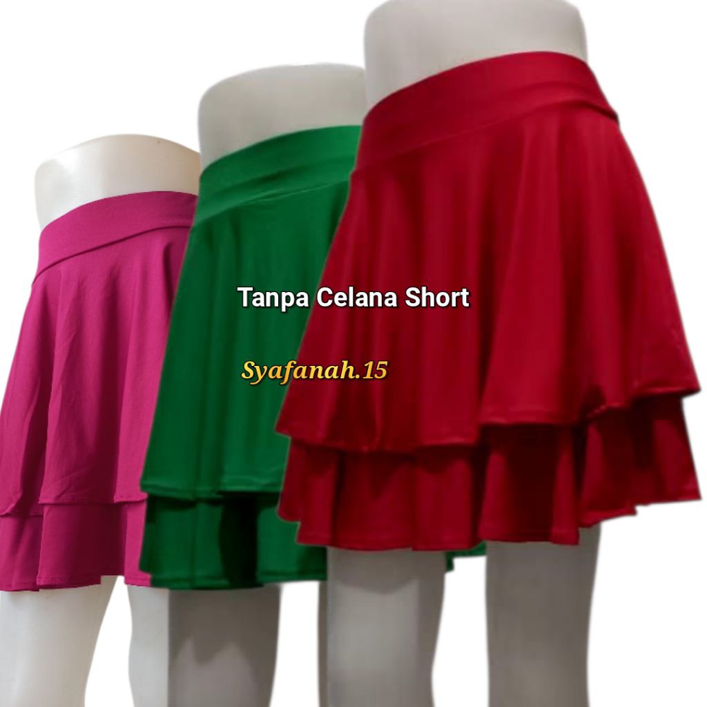 Rok Susun 2 Spandek Balon Premium || Rok Mini Flowy 2 Layer || Rok Senam Innovation