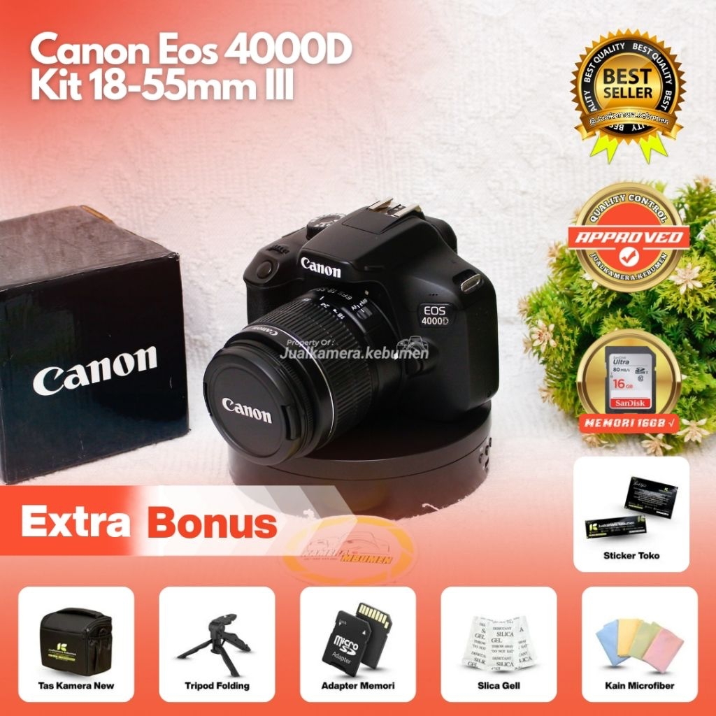 KAMERA CANON EOS 4000D + LENSA KIT 18-55MM / CANON EOS 4000D