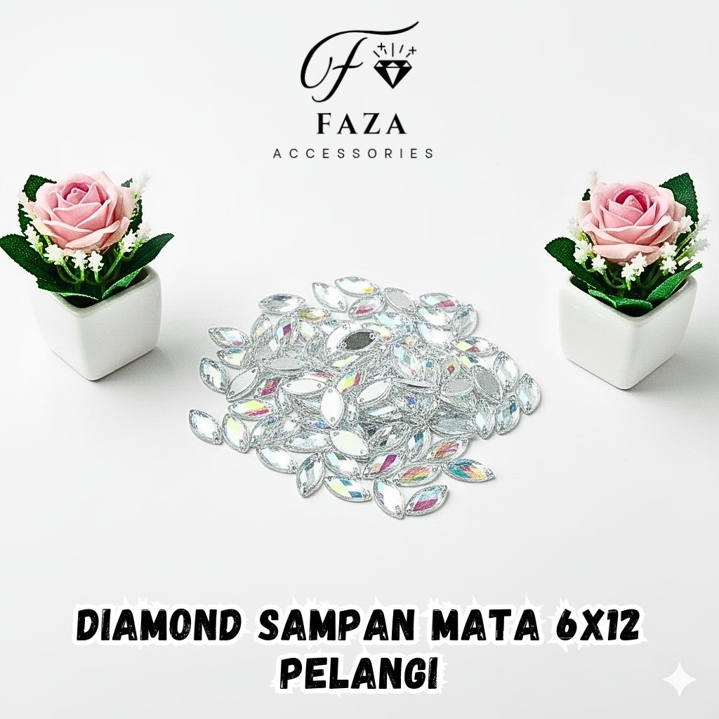 [100 PCS] Diamond Mata Sipit 6x12 Pelangi Lokal / Payet Mata / Sampan 6x12 / Diamond Sampan / Payet 
