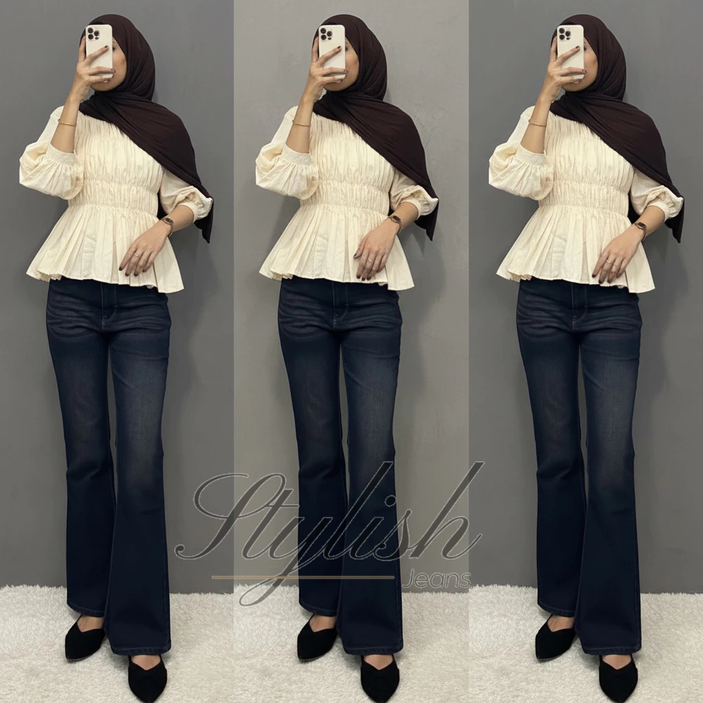 Highwaist Cutbray Jeans Retro Wanita-Celana Jeans Cutbray Wanita Model Retro Korea Terbaru