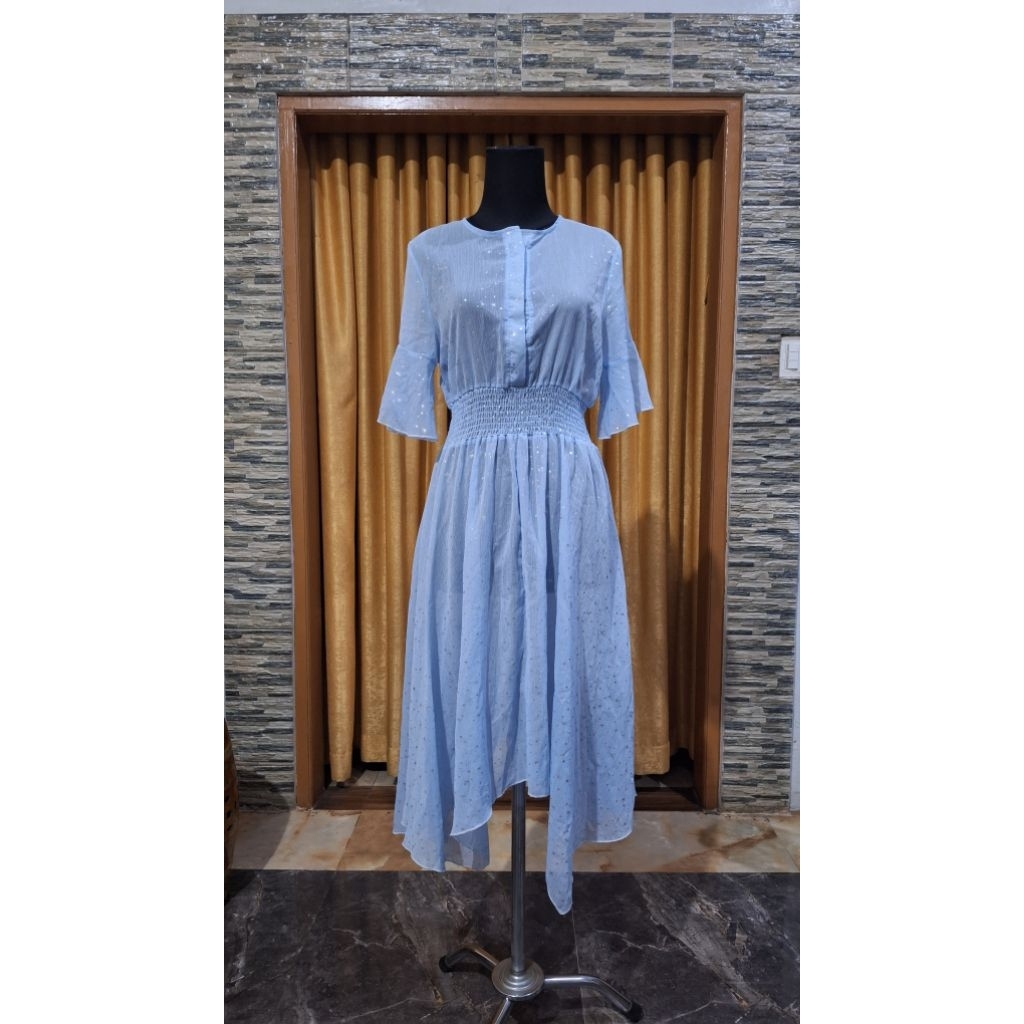 Dress Sifon/ Dress sifon biru/nerawang