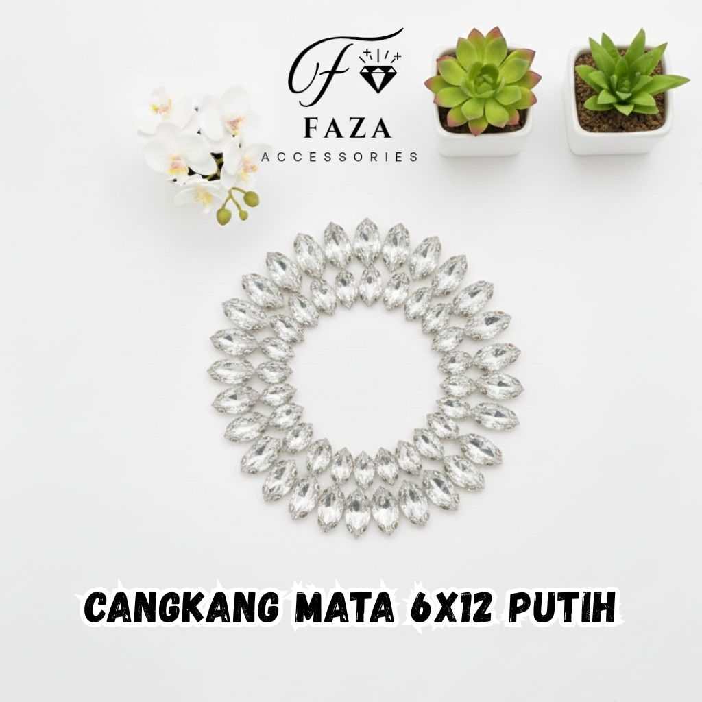 [25 Pcs] Cangkang Mata 6x12 Putih / Diamond Cangkang / payet Cangkang / Mute Cangkang / Cangkang Sam