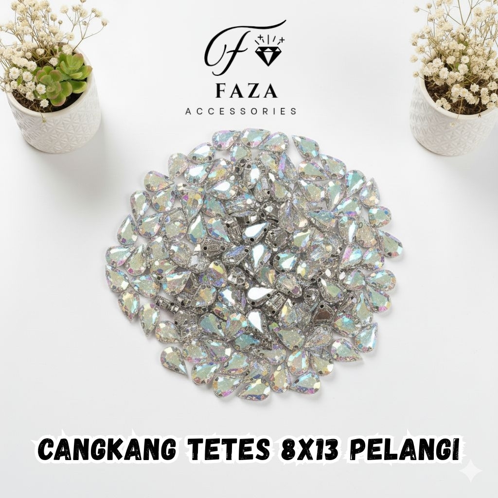 [25 Pcs] Cangkang Tetes 8x13 Ab/Pelangi - Payet Cangkang - Cangkang Tetes - Diamond Cangkang - Diamo