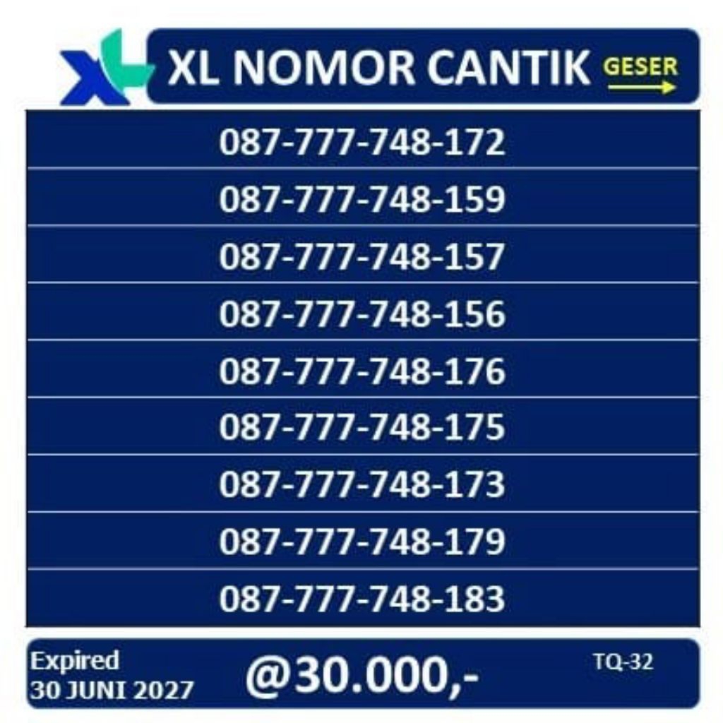Kartu Perdana XL Nomor Cantik 4G/5G 3 In 1 + kuata 55GB