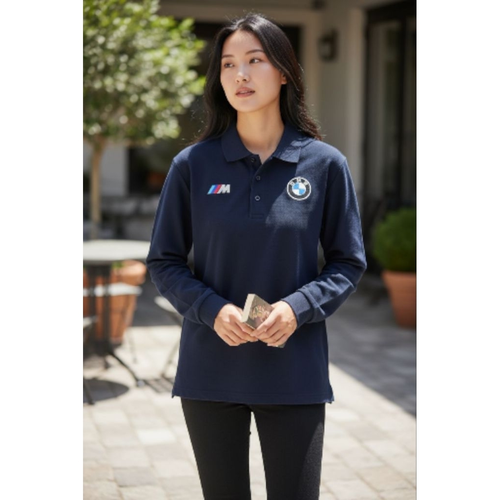 Logo Bordir Polo Shirt Series BMW // Baju Polo Shirt Lengan Panjang Cowok Cewek