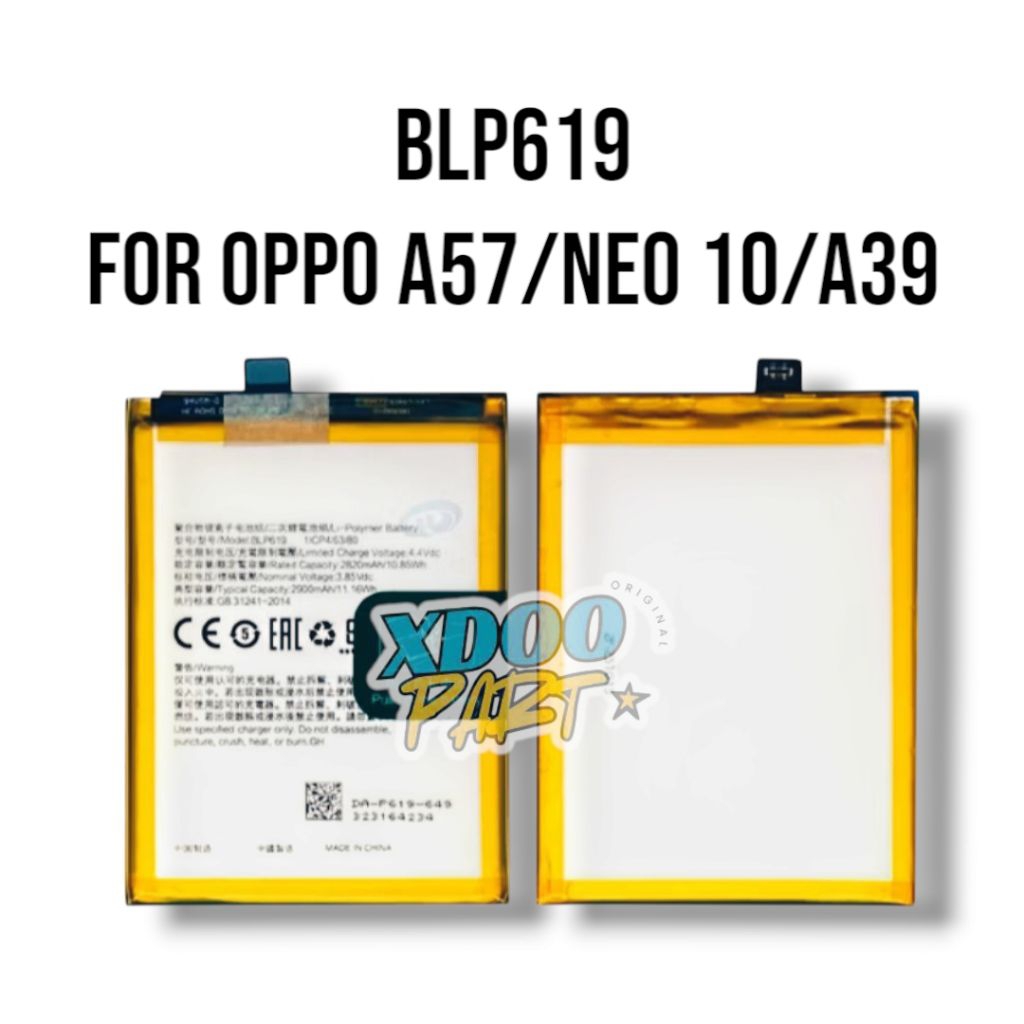 Batrai Baterai Battery Batrek Batre Blp619 Batrai Oppo A57 2016/A39/Neo 10 BLP619 Asli Bergaransi