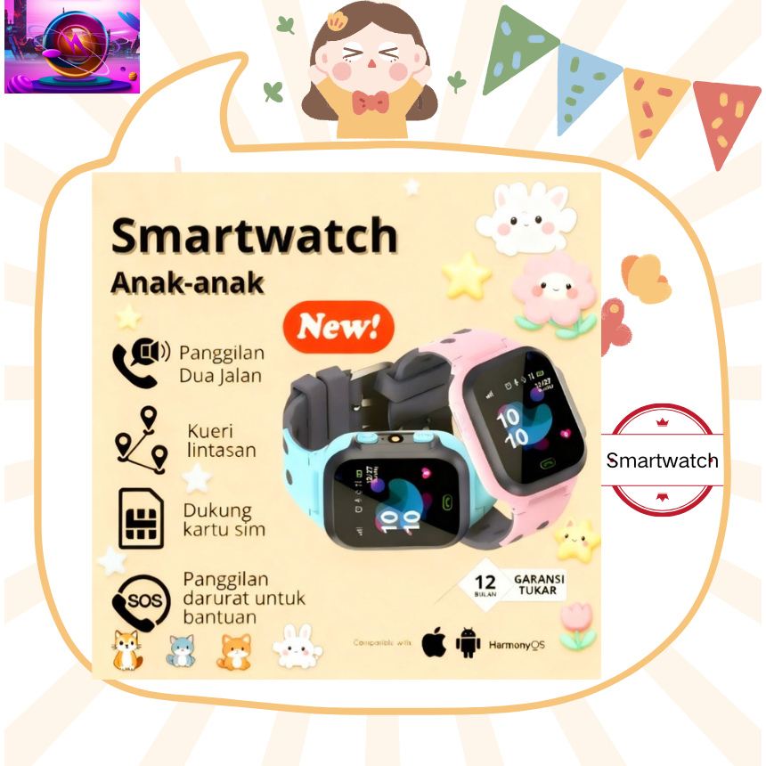 Jam Tangan Anak Smartwatch Z1 Edisi Terbatas SOS Layar IP67Tahan Air 1,44 Inci Baterai Tahan Lama Pa