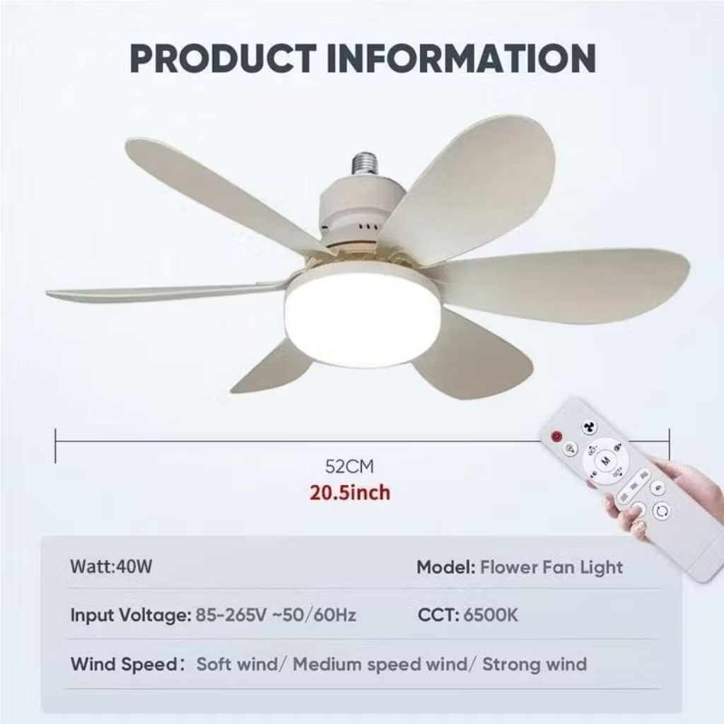 LUBY LAMPU LED + KIPAS BALING" + REMOTE NEW 12W & 15W Merk LUBY