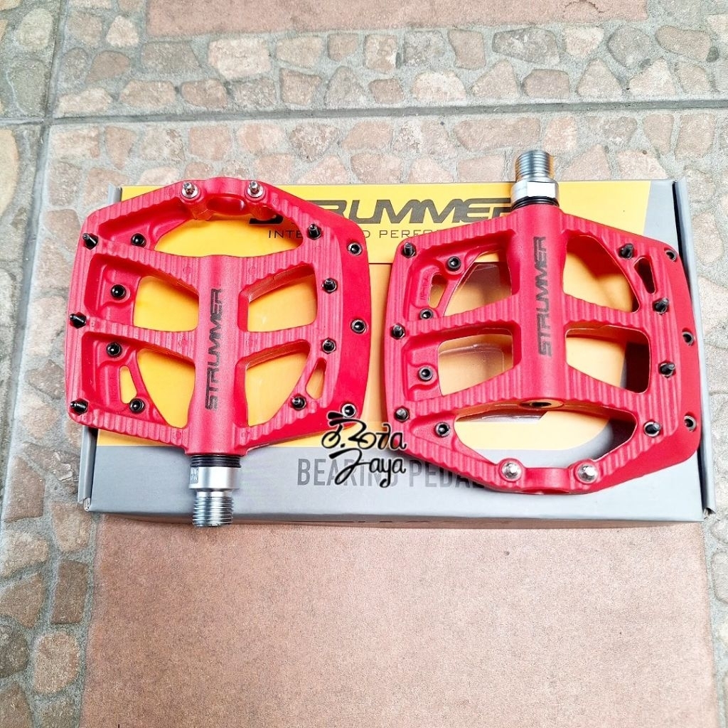 MERAH PEDAL SEPEDA MTB STRUMMER NYLON AS BESAR MERAH