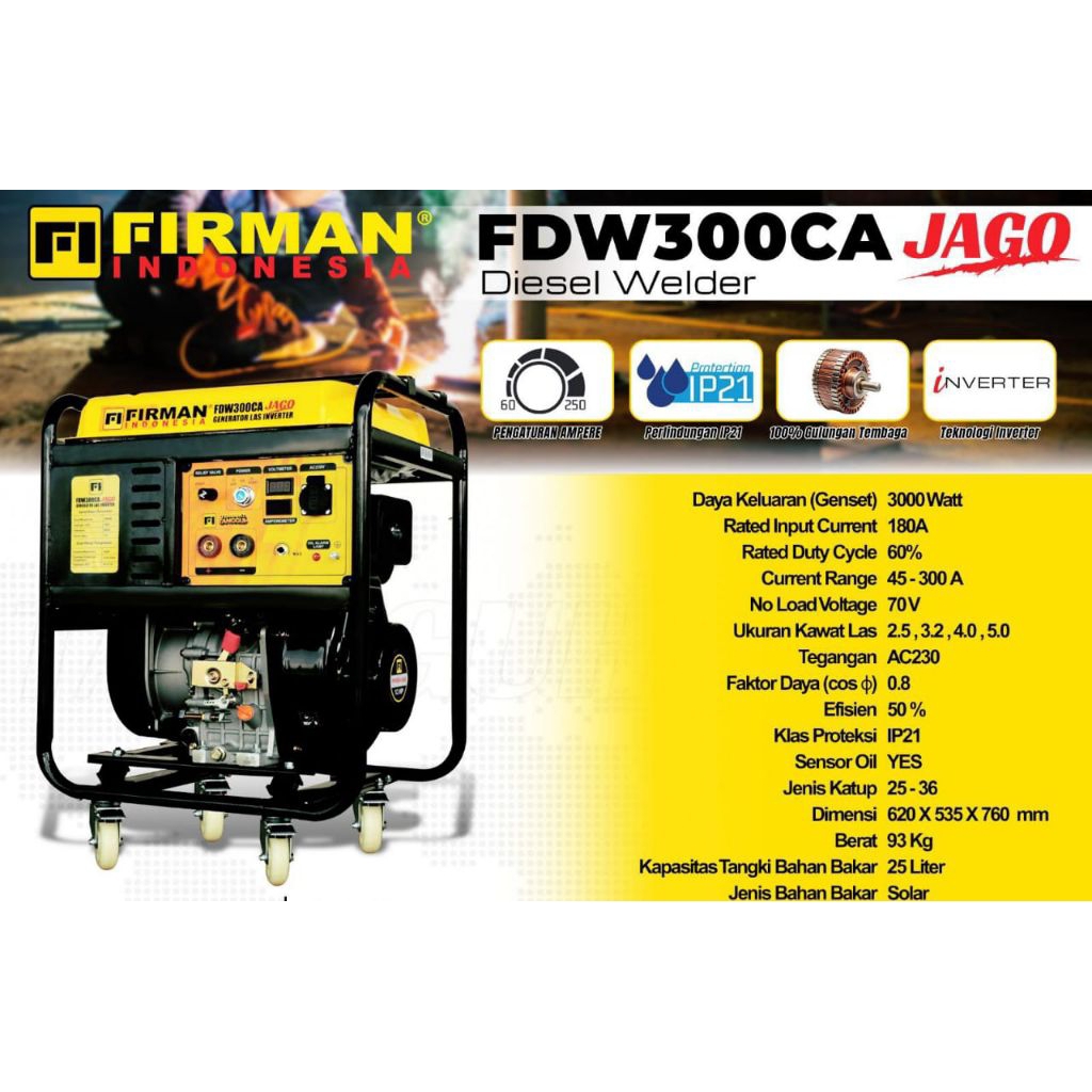 Mesin Genset Las Firman FDW300CA Jago