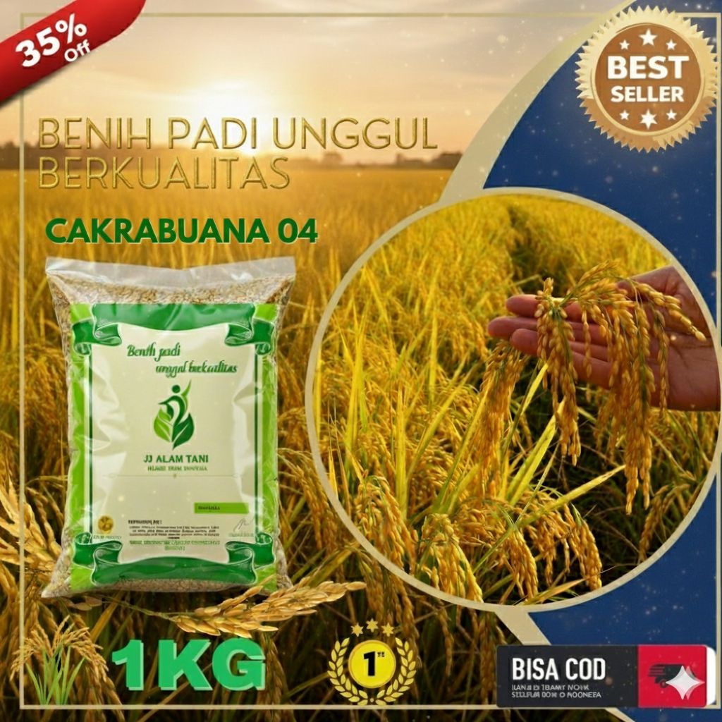 BENIH PADI UNGGUL BERKUALITAS BIBIT PADI CAKRABUANA 04 KEMASAN 1KG