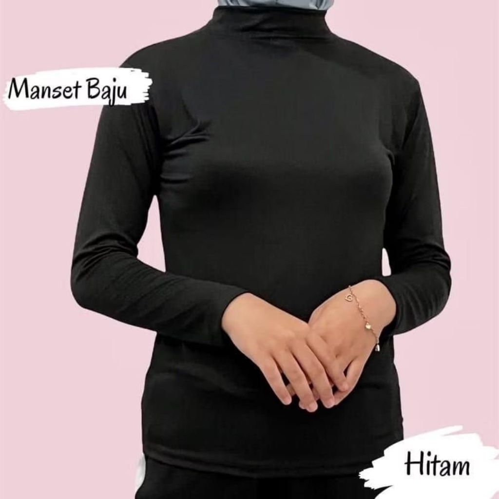 Manset hitam manset lengan panjang inner baju hitam dalaman baju hitam L XL XXL