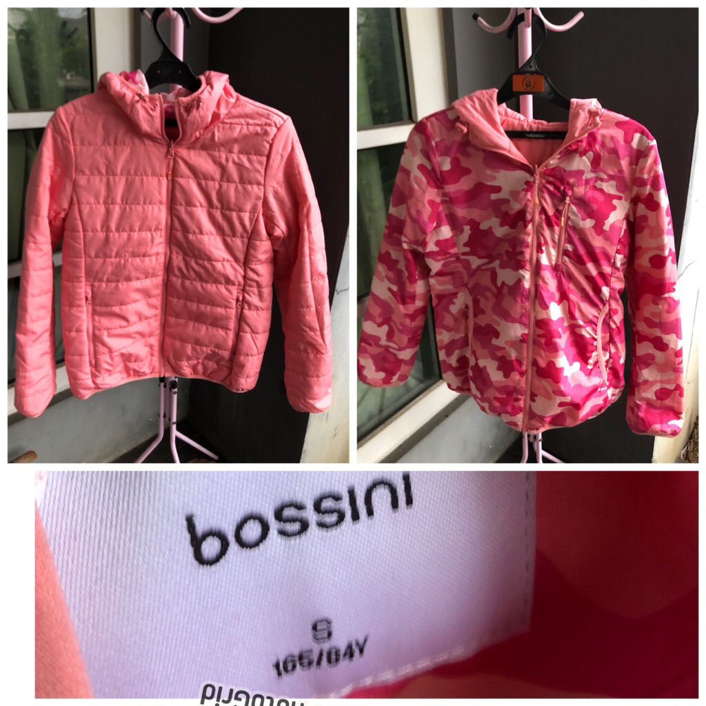 jaket hoodie tebal anak reversible bossini