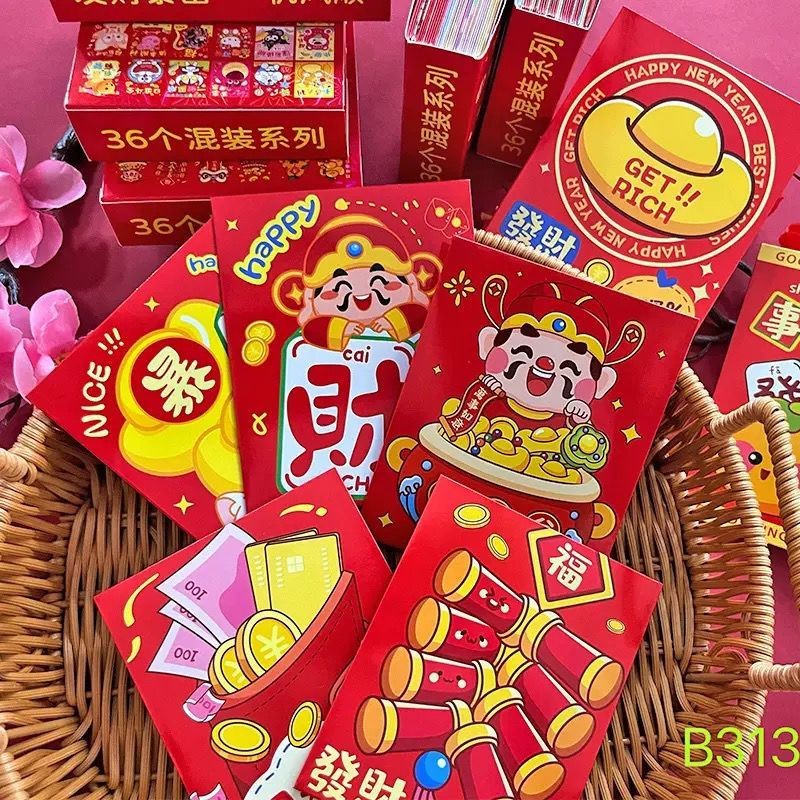 Imlek 2026 - Angpao Imlek isi 36 lembar - amplop Fuk Imlek Shio Kuda 2026 isi banyak 1 box