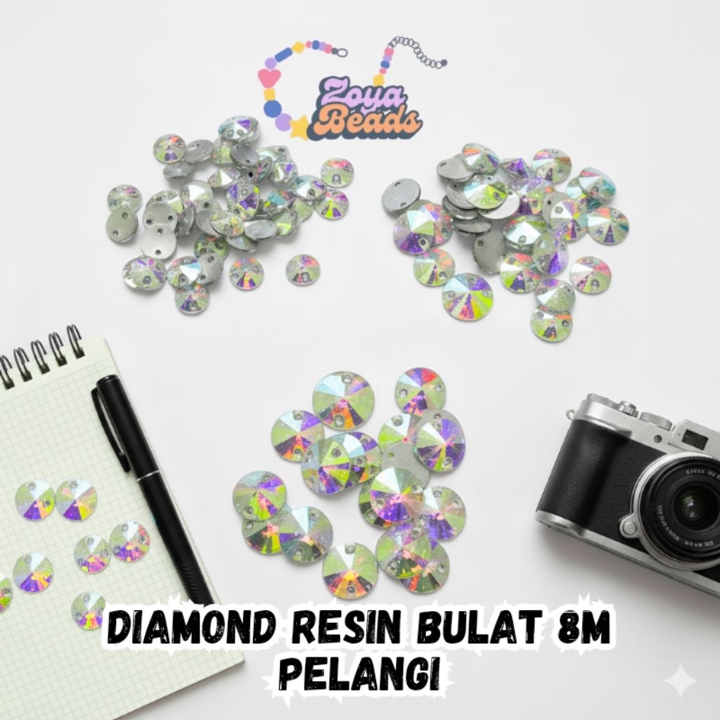 Diamond Resin Bulat 8M Pelangi / Payet Resin / Diamond Resin / Resin Bulat / Payet Bagus / Payet Mah
