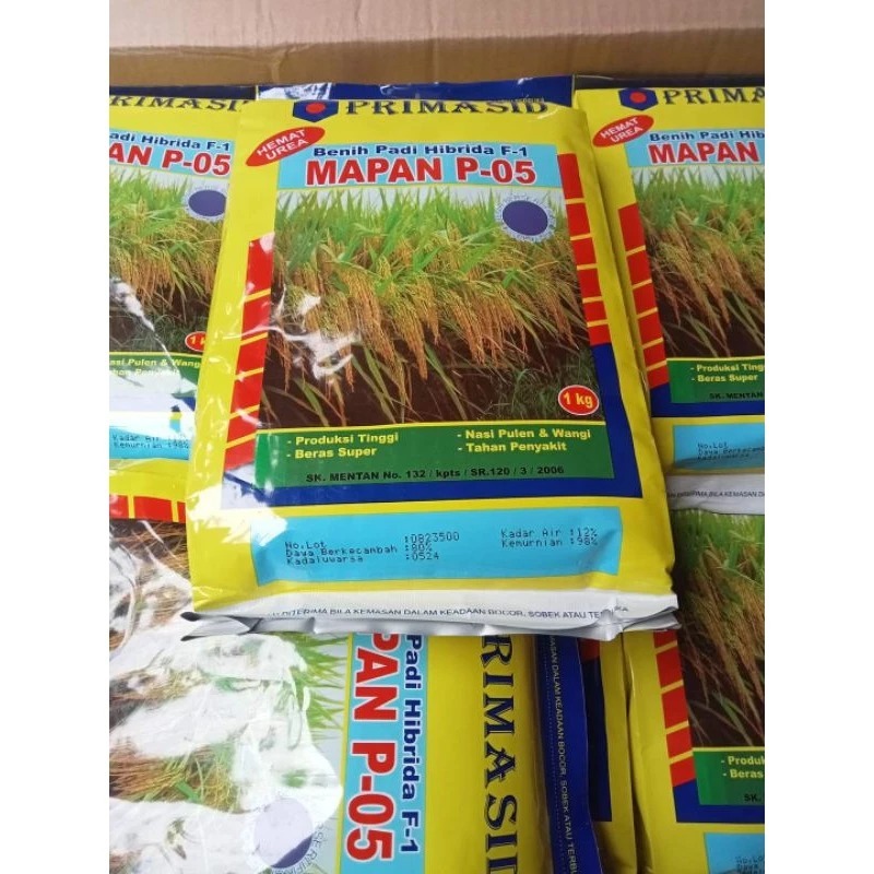 Bibit Padi Hibrida Mapan 05 Asli 1kg Pulen