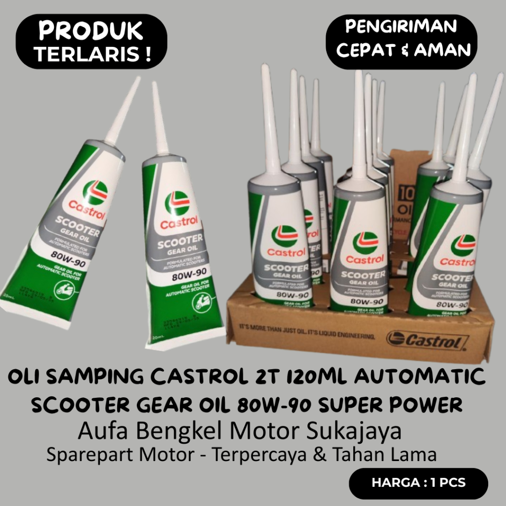 Oli Transmisi Motor Castrol Scooter Gear Oil 120ML Gardan Gir Pelumas 120 Ml 0.2L 80W-90 2T 2 Tak Be