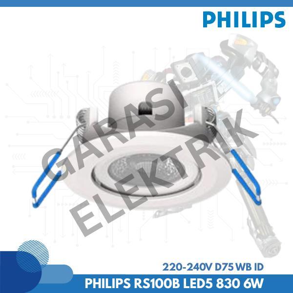 PHILIPS RS100B LED5 830 6W 220-240V D75 WB ID Lampu Downlight Inbow Spot 6W Termurah Original