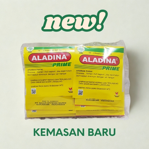 Aladina prime kapsul isi 12 kapsul untuk  meredakan pegal pegal