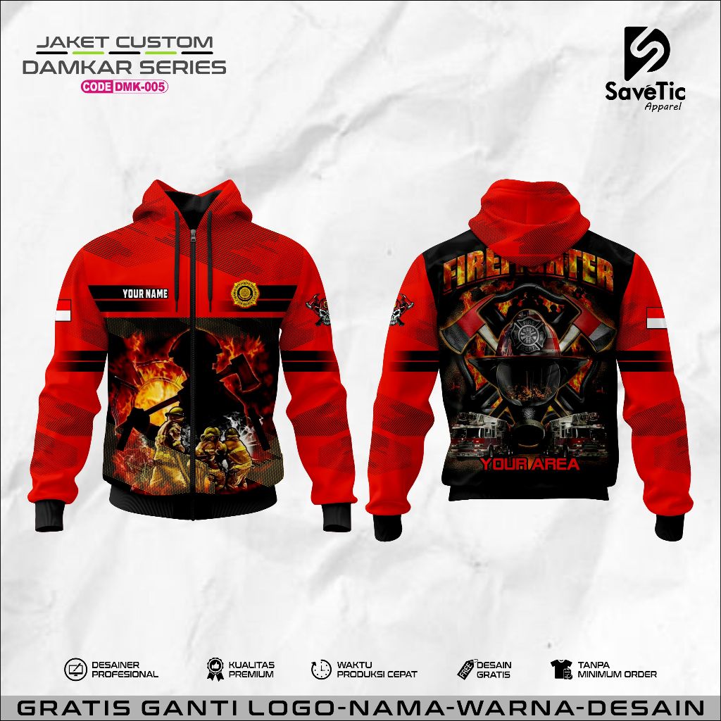 Jaket Damkar Full Printing Sublim/Jaket Custom Damkar/Hoodie/Bomber/Tracktop/Jaket Custom Pemadam Ke