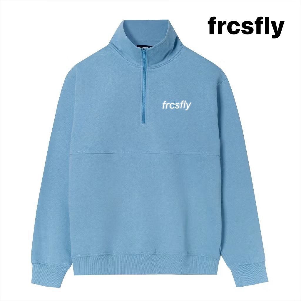 FEROCIOUSFLY.ID Zipper Half Zip Sweatshirt | Jaket Sweater Pria Kerah Half Zip | BLUE
