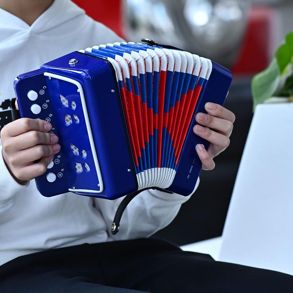 7 Tombol Kunci Akordeon Musik Concertina Akordeon Anak-Anak Mainan Mini Alat Musik Ringan Alat Musik