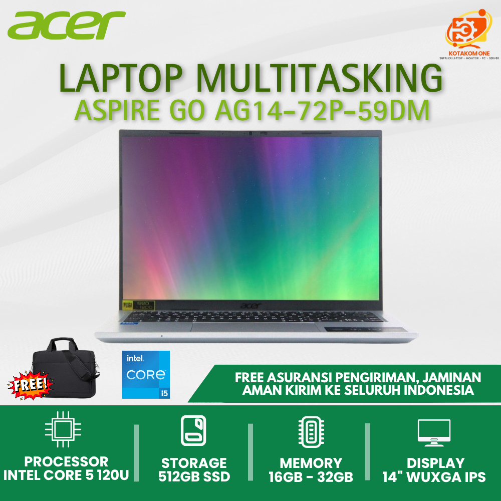 TERBARU Laptop Acer Aspire Go 14 - 59DM Intel Core 5 120U Ssd 512GB Ram 16GB 14" IPS Laptop kerja