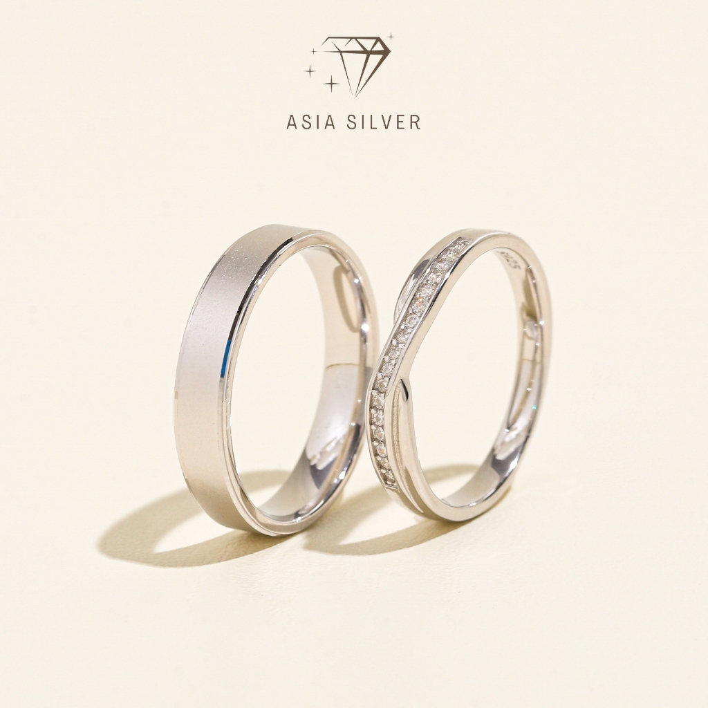 Cincin Couple Perak Silver 925 Tunangan Nikah Kawin Wedding Ring | Cincin Wanita / Pria Perak Silver