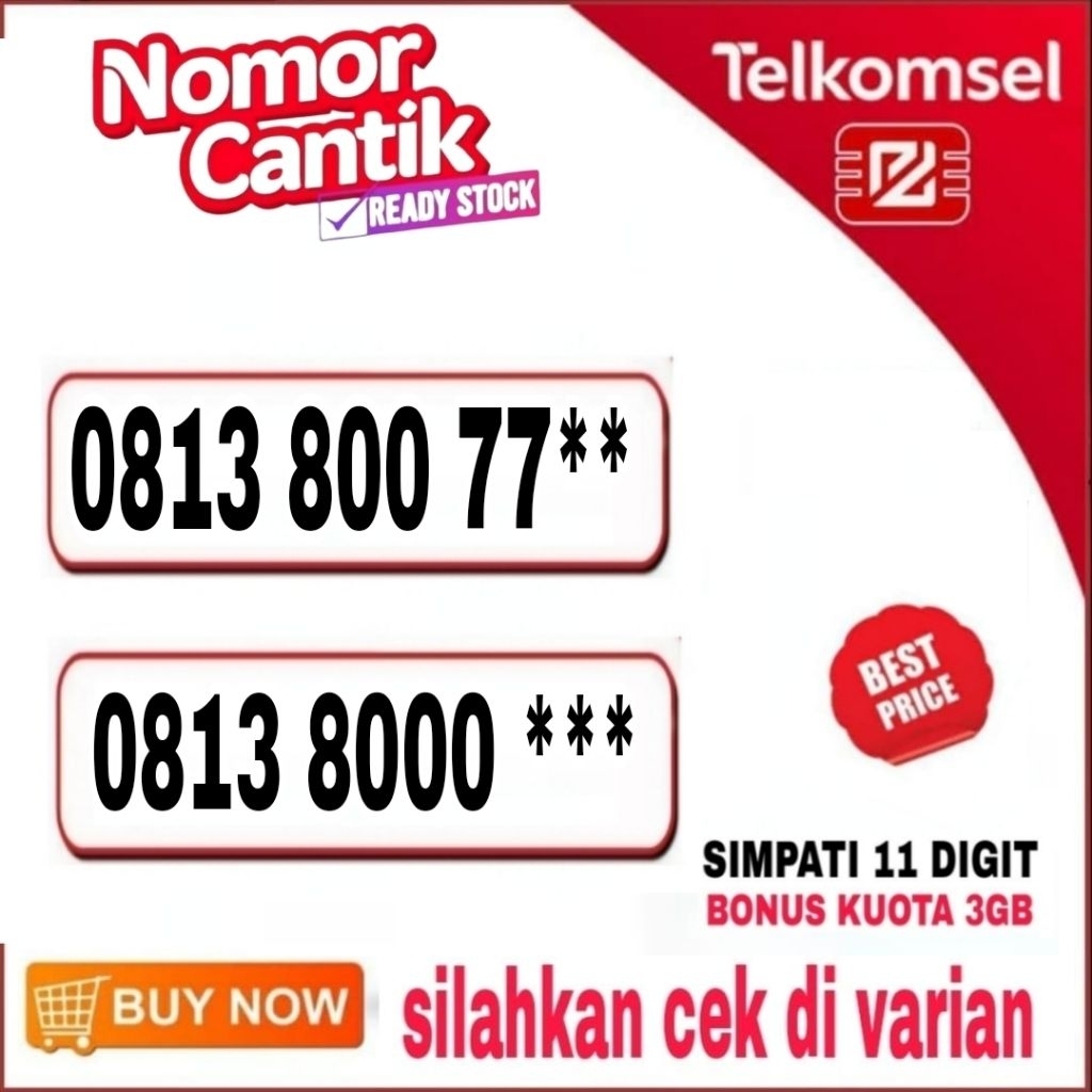 nomor cantik kartu perdana simpati 11 digit 0813 8000 ***