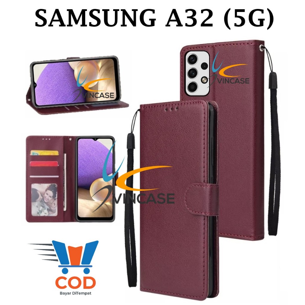 SAMSUNG A32 (5G) FLIP LEATHER CASE PREMIUM - FLIP WALLET CASE KULIT UNTUK SAMSUNG A32 (5G) - CASING 