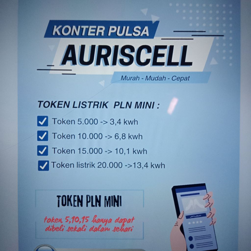token listrik PLN/ pulsa listrik PLN mulai dari 5.000, 5rb,10rb,15rb, 20rb